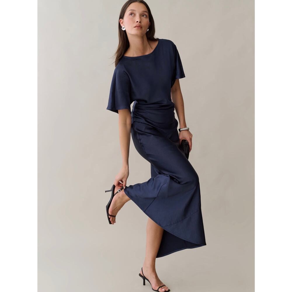New O.P.T Wren navy blue gown Dress $272 size 4 - Picture 3 of 5